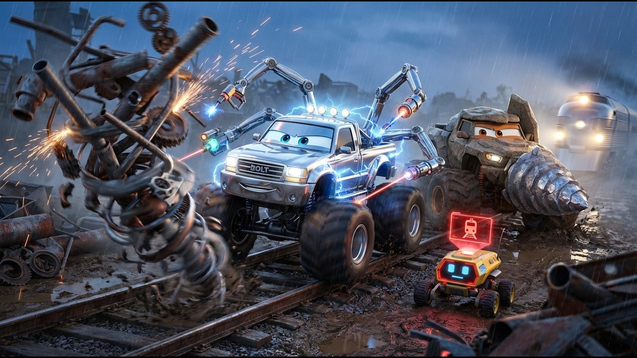 Monster Truck Rescue Patrol | Magnet-Rig Scrapyard Cleanup! 🧲 | STEM Railway Rescue & Kids Cartoons