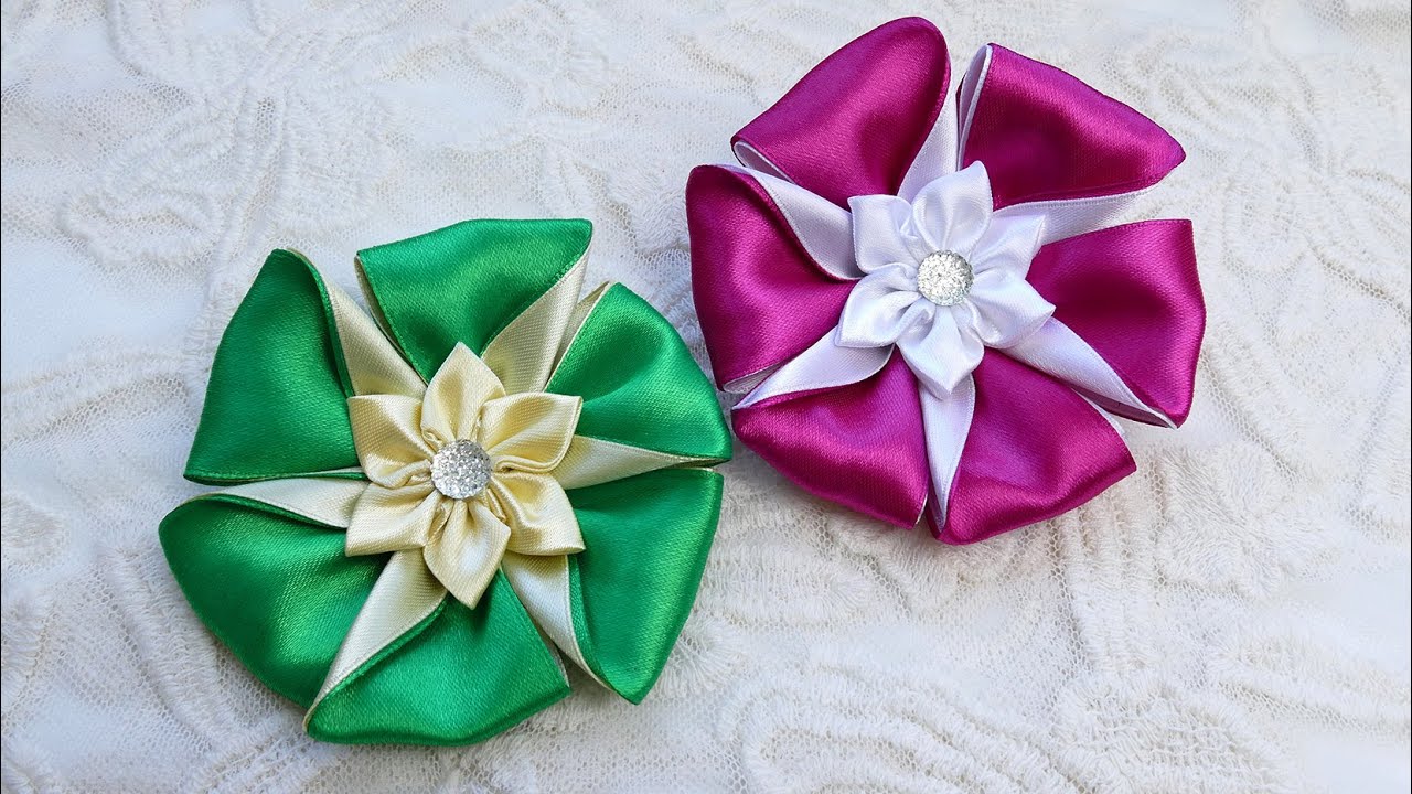 Diy ribbon flower, kanzashi flower tutorial