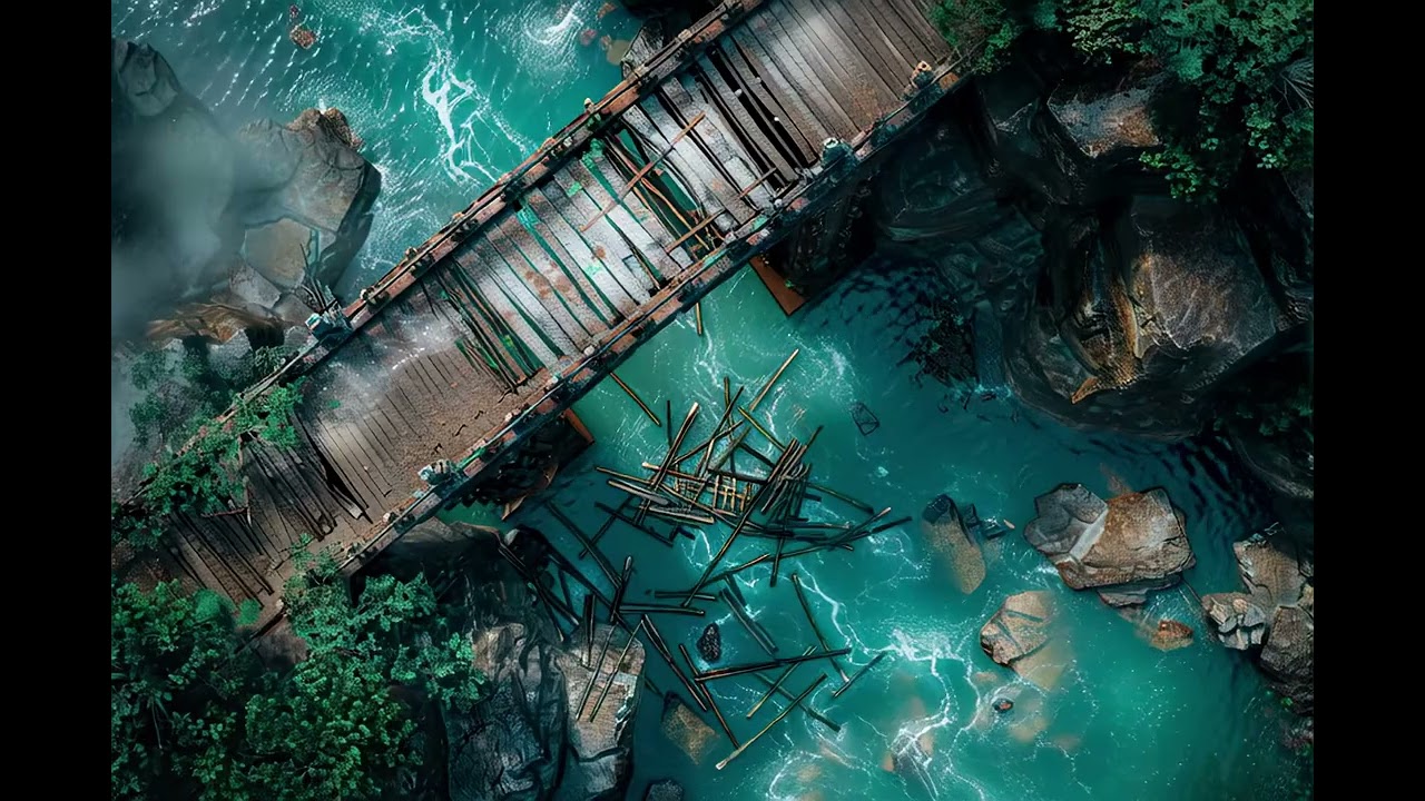 DnD compatible animated map  Wooden Bridge Over Water  ambient sounds for VTT