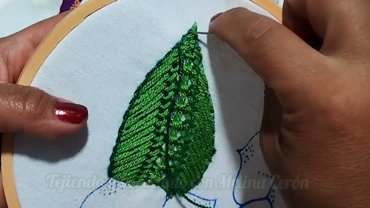 Como bordar hojas de una rosa/Bordando hojas de la mexicana/Tejiendo y bordando con Melina Cerón