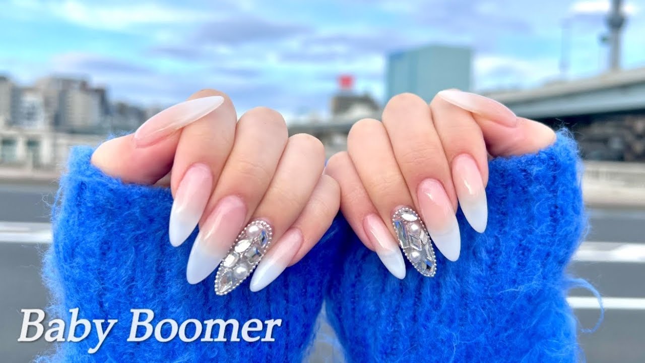 【セルフネイル】ベイビーブーマー💅✨/チップ長さだしのやり方/ASMR/韓国ネイル/ワンホンネイル/ジェルネイル