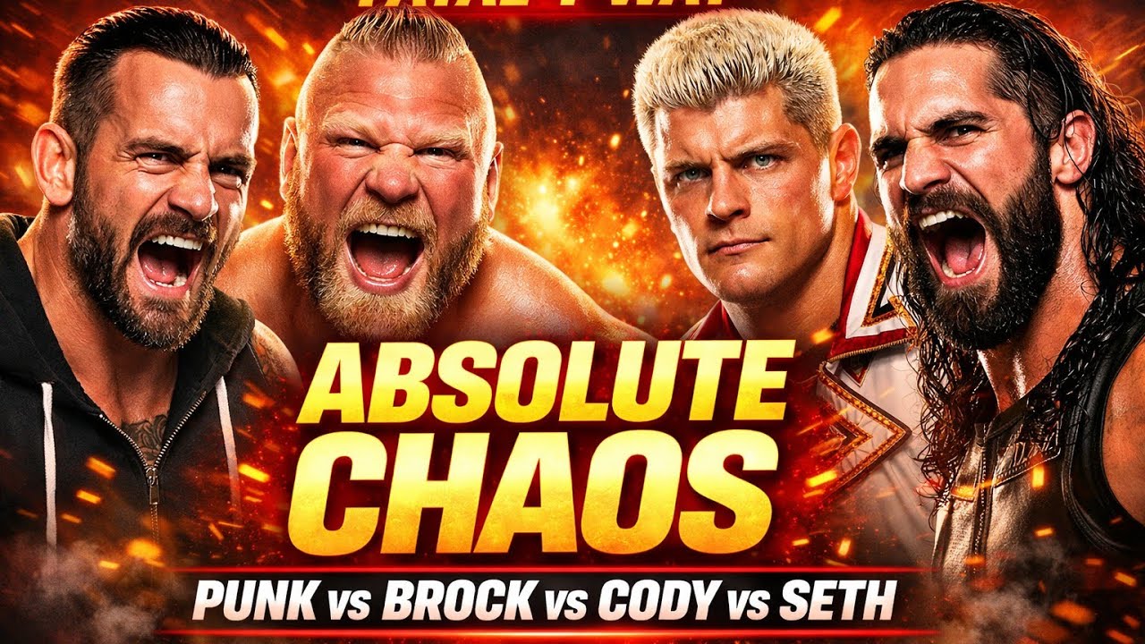Cm punk vs Brock lesnar vs Cody rhodes vs Seth rollins 😱 | Absolute Chaos