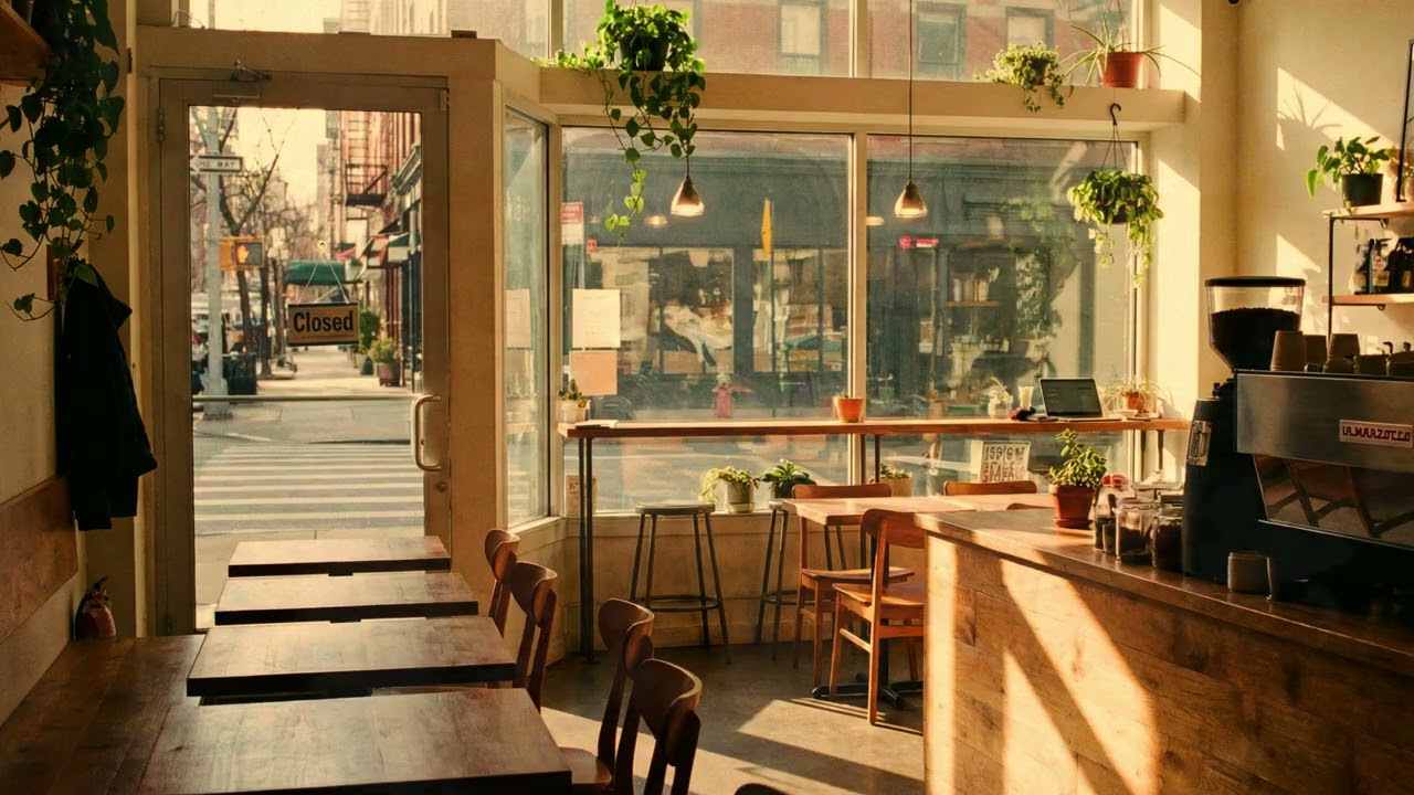 Sunrise Coffee Shop ☀️ Cinematic Cafe Ambience & R&B Jazz to Start the Day