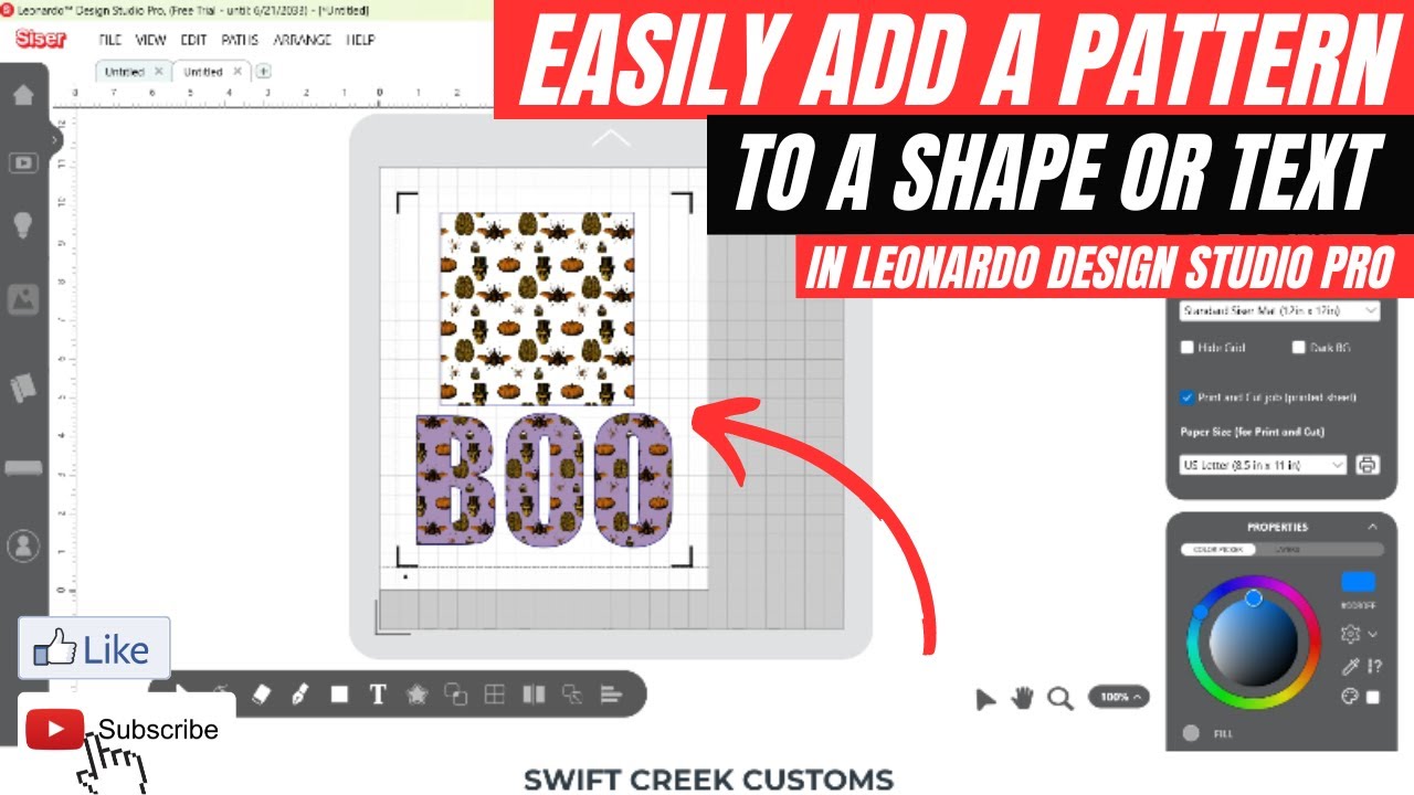 Adding Pattern Fill to Shape or Text in Siser Leonardo Design Studio Pro using the Intersect Tool