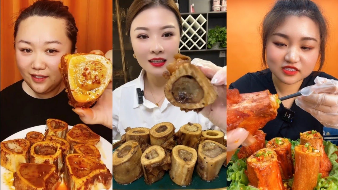 Chinese Food Mukbang Eating Show | Red beef bone marrow | Beef Bone Marrow Challenge #40(P117-119)