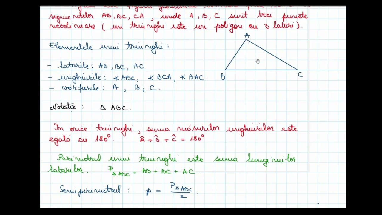 Triunghiul - Matematica - Geometrie - Teorie si exemple - Clasele 6-7 -Evaluare nationala