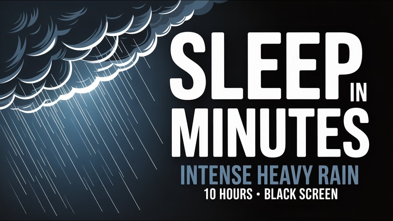 INTENSE Rainstorm BLACK SCREEN | Deep Sleep & Insomnia Relief (10 hours)