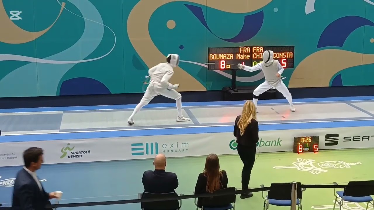 ECC men's foil Budapest L4 Boumaza Mahel FRA vs Chino Constantin FRA