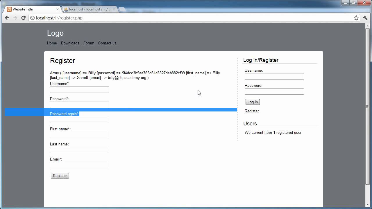 PHP Tutorials: Register & Login (Part 11): Register Users (Part 1)