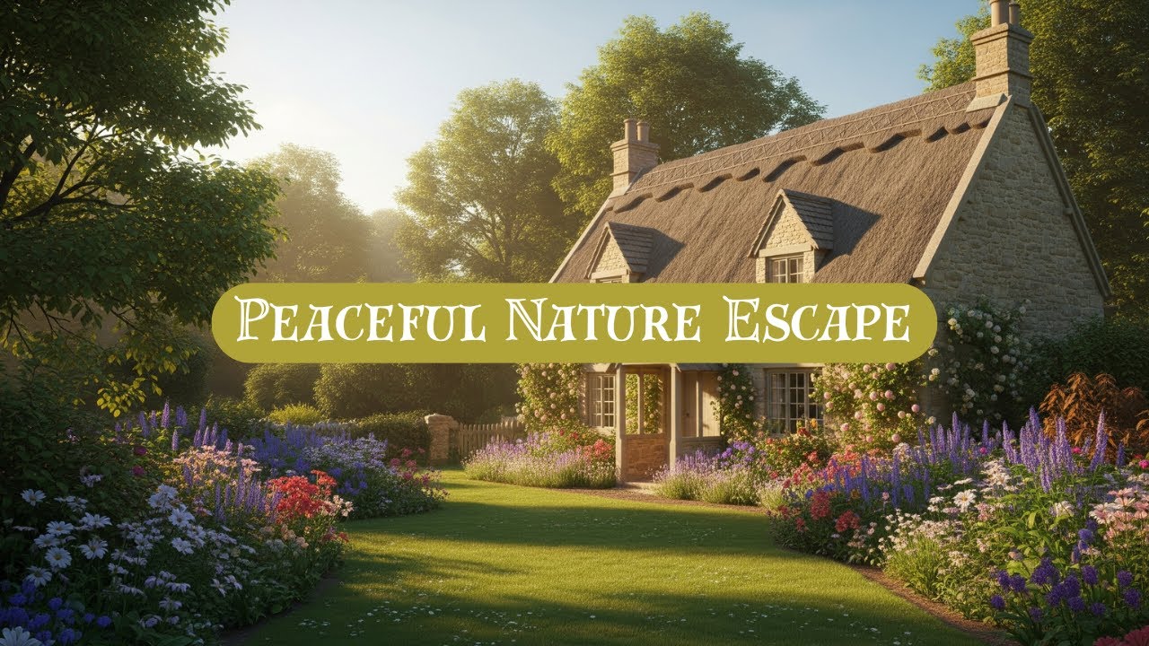 Peaceful Cabin Garden | Gentle Music & Birds Chirping - Keep Calm