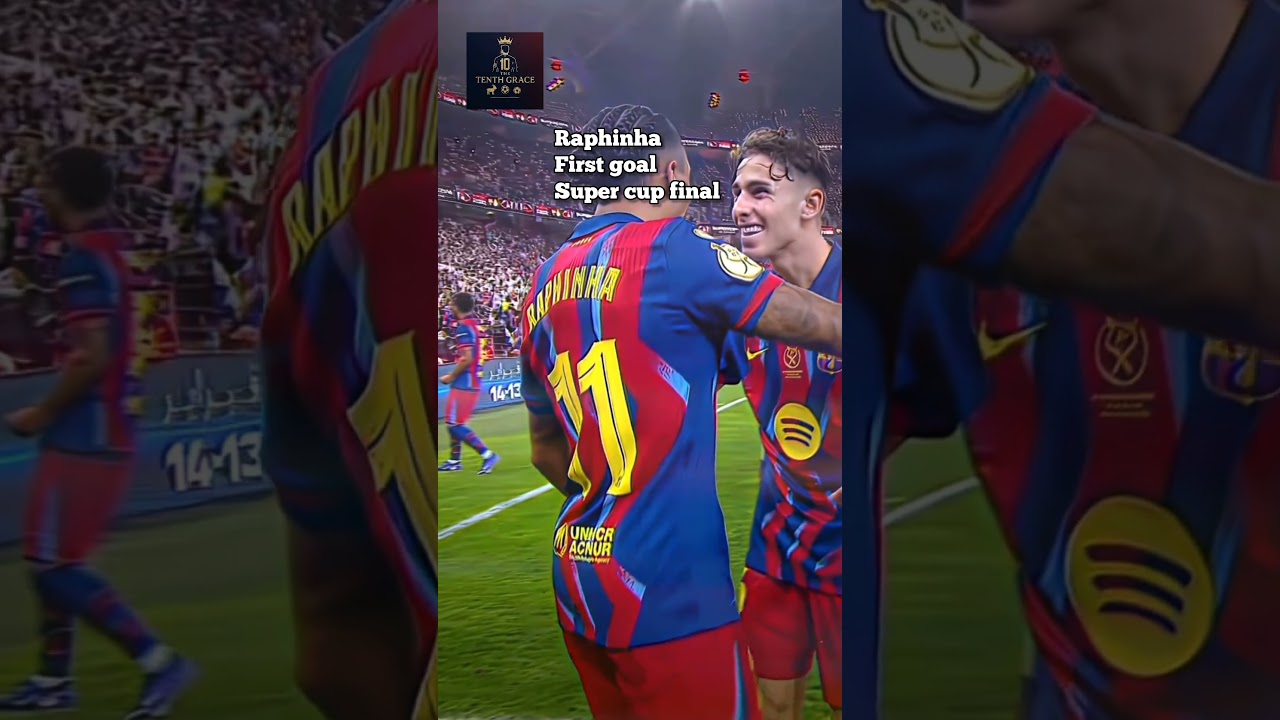 Barcelona vs Real Madrid 3-2 Super cup final. Raphinha first goal. 