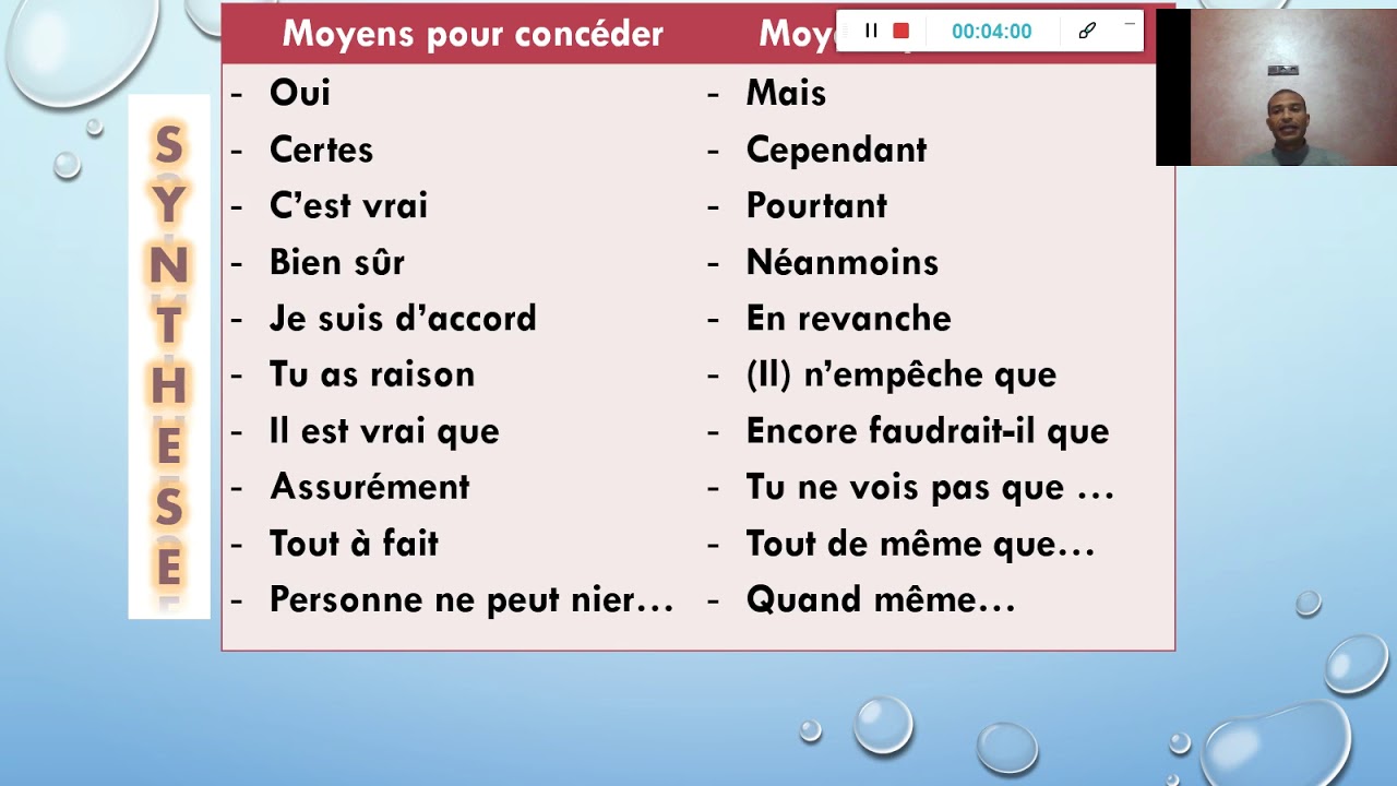 La concession suivie d'une réfutation (3e année collège)