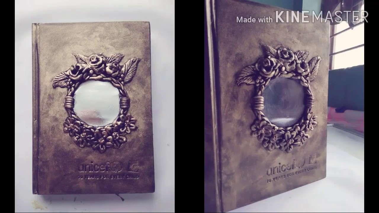Handmade clay work on diary for gift