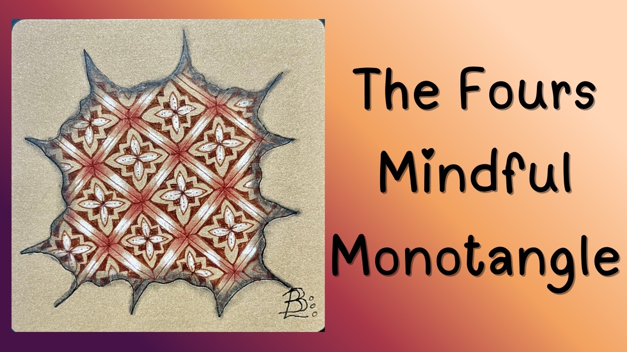 Fun Mindful Monotangle with the pattern The Fours