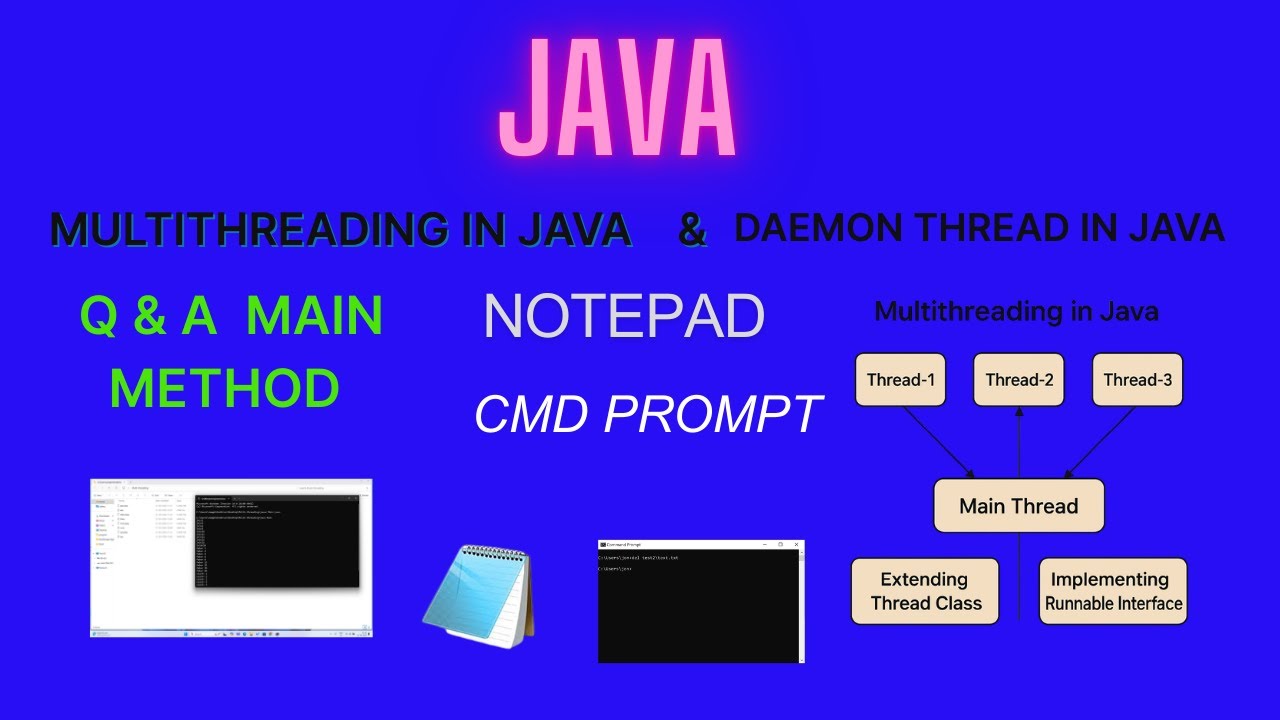 Java Multithreading in Notepad CMD | What is Daemon Thread? | Interview Q&A Explained