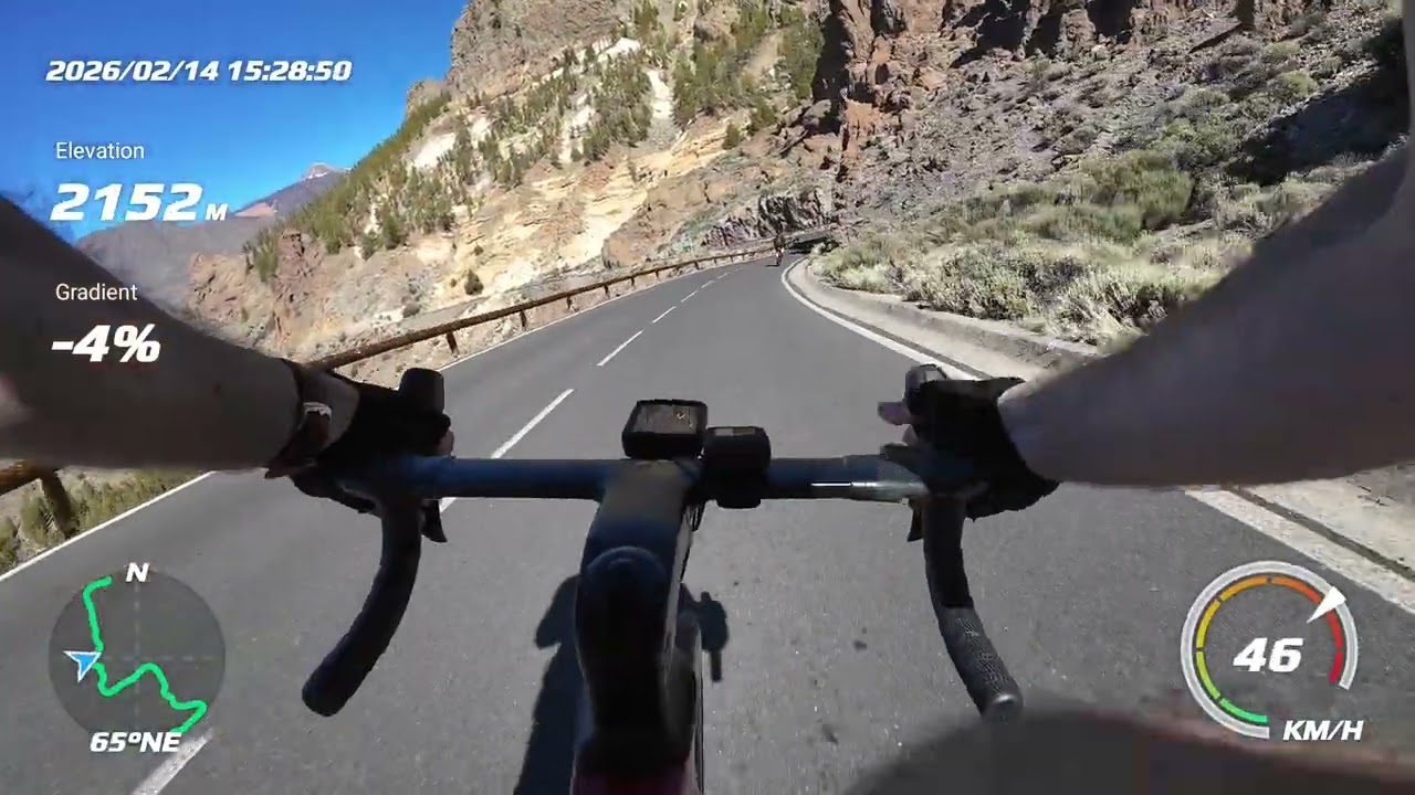 Teide cycling descent from El Retamer into crater