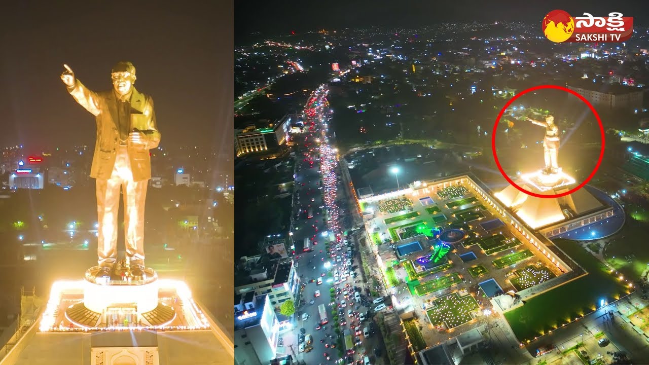 Dr BR Ambedkar Statue Vijayawada Night View | Statue of Social Justice |@SakshiTV