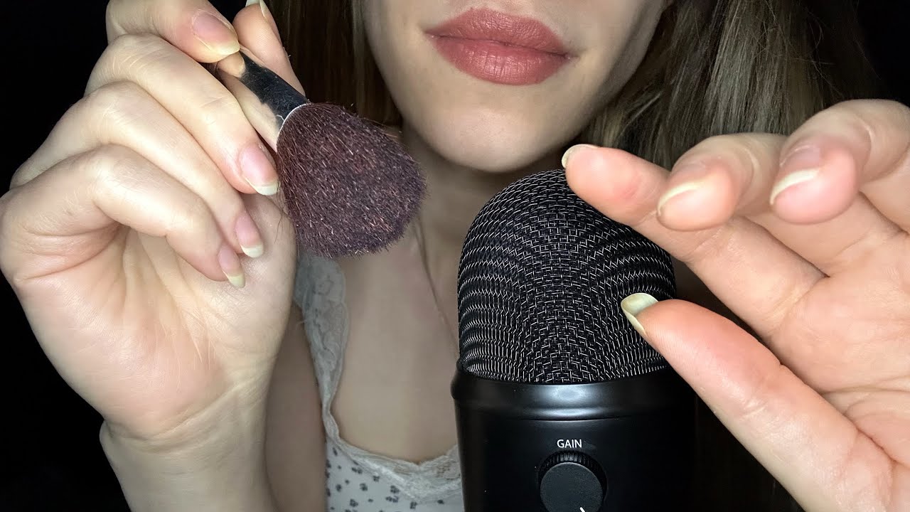 ASMR Face Brushing with Mouth Sounds (personal attention)