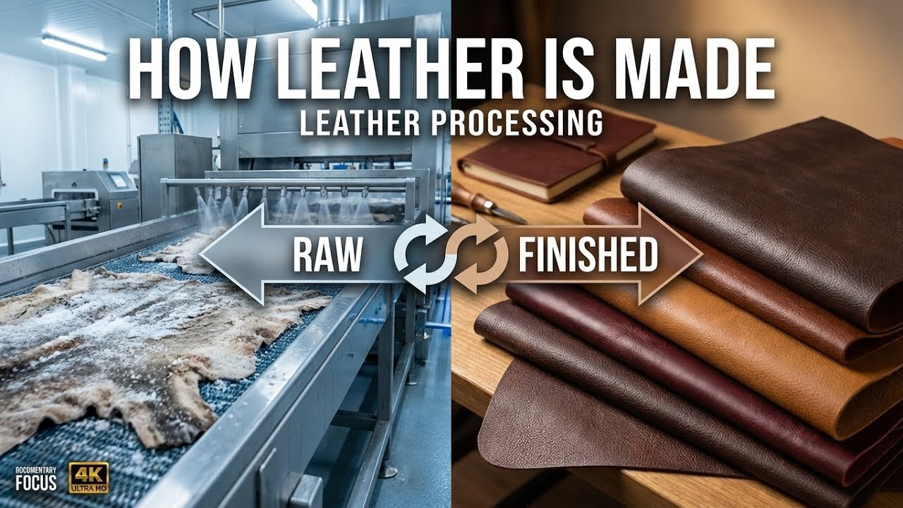 Leather Processing Explained 🏭  From Raw Hide to Finished Leather  Industrial Factory Documentary