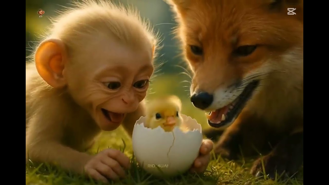 Tiny baby monkey  biggest  Adventure  and it's created  Friendship #animation 