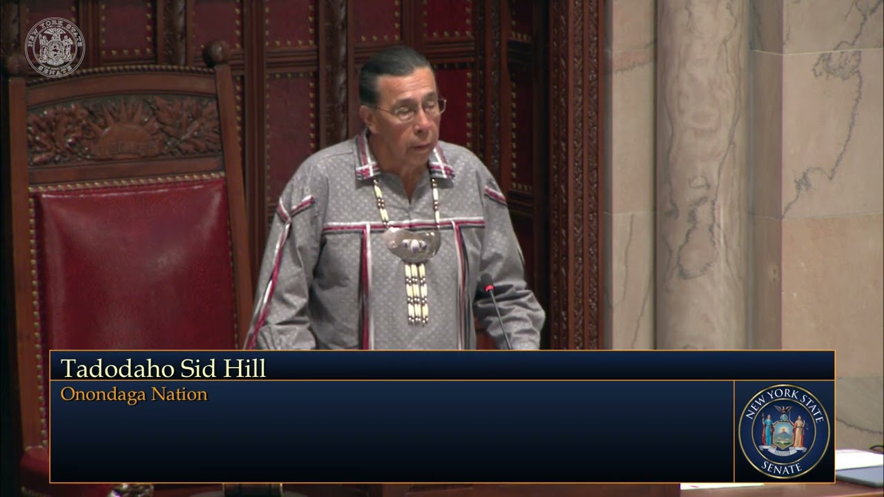 Chief Tadodaho Sid Hill from the Onondaga Nation Gives Invocation in New York Senate Chamber