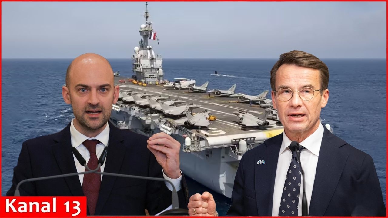 French FM and Swedish PM on drone incident near docked Charles de Gaulle aircraft carrier