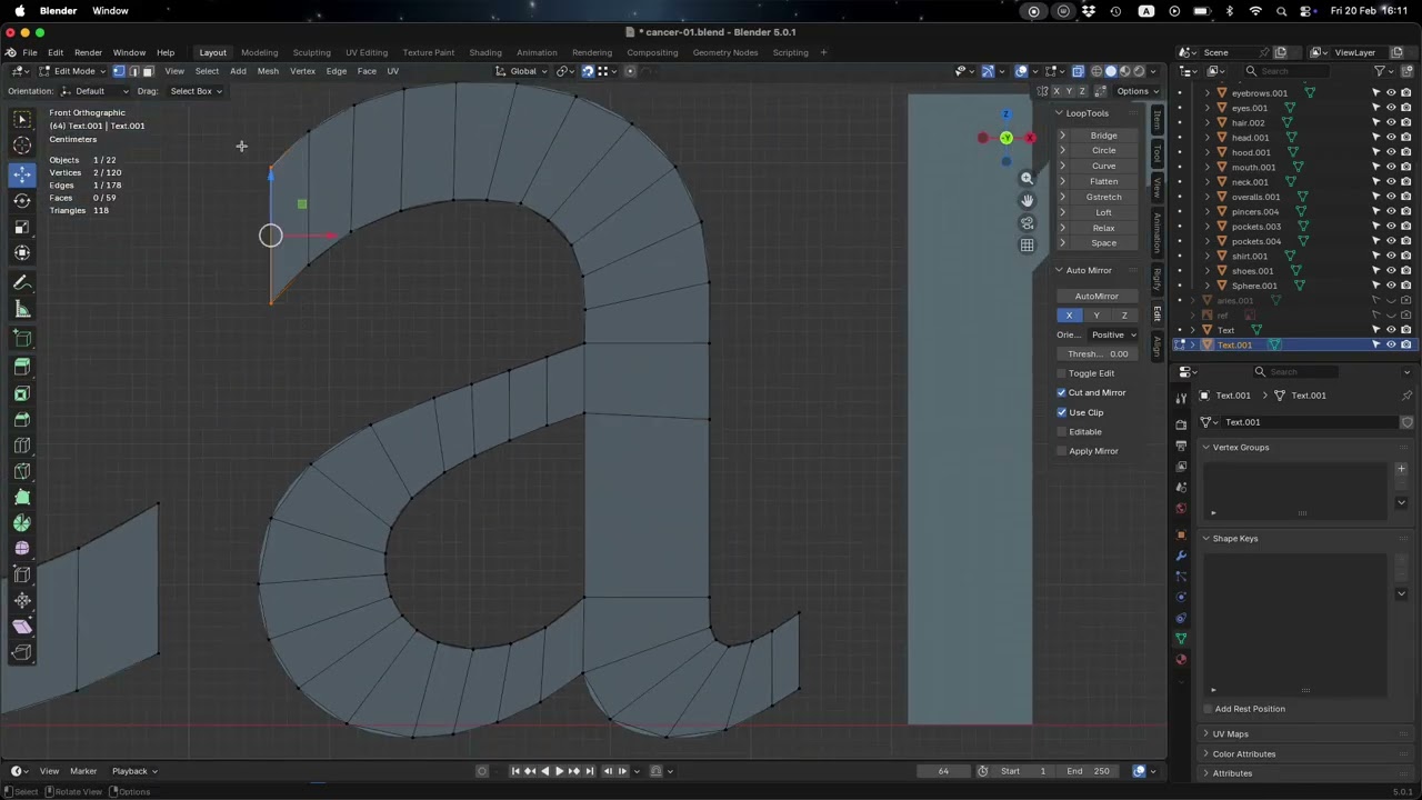 Text Retopology in Blender