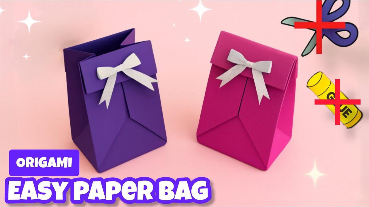 Easy Origami Paper Bag 🎁 | No Glue, No Scissors | DIY Gift Bag for Kids & Crafts