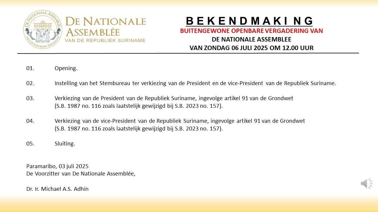 06 JULI 2025 - BUITENGEWONE OPENBARE VERGADERING VAN DE NATIONALE ASSEMBLEE