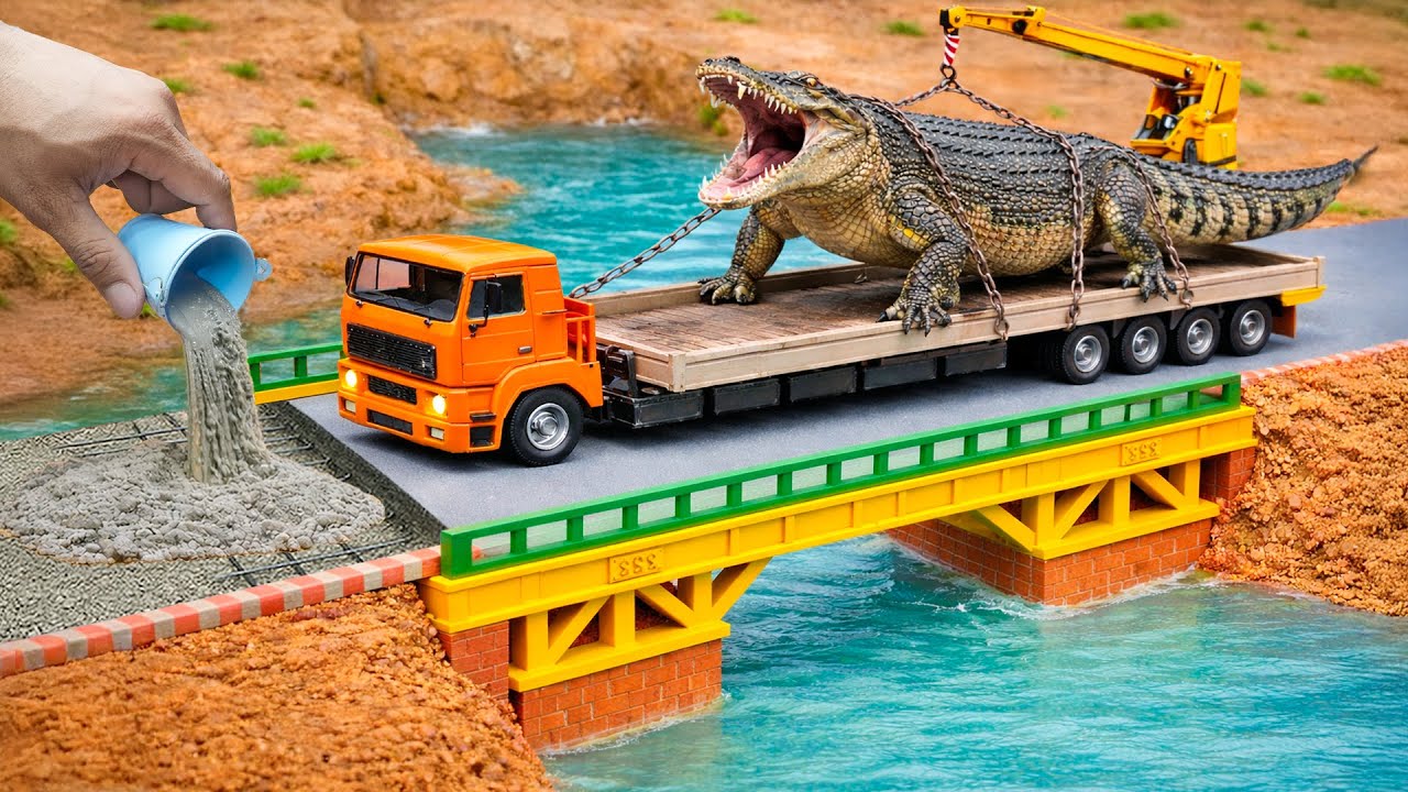 Building a Strong Brick & Steel Bridge After a Crocodile Attack! @MinMinTractor