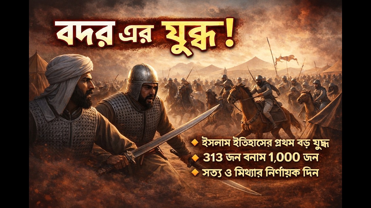 এই যুদ্ধ প্রমাণ করে—সংখ্যা নয়, ঈমান ও আল্লাহর ওপর ভরসাই প্রকৃত বিজয়ের মূল শক্তি। Battle of Badr।