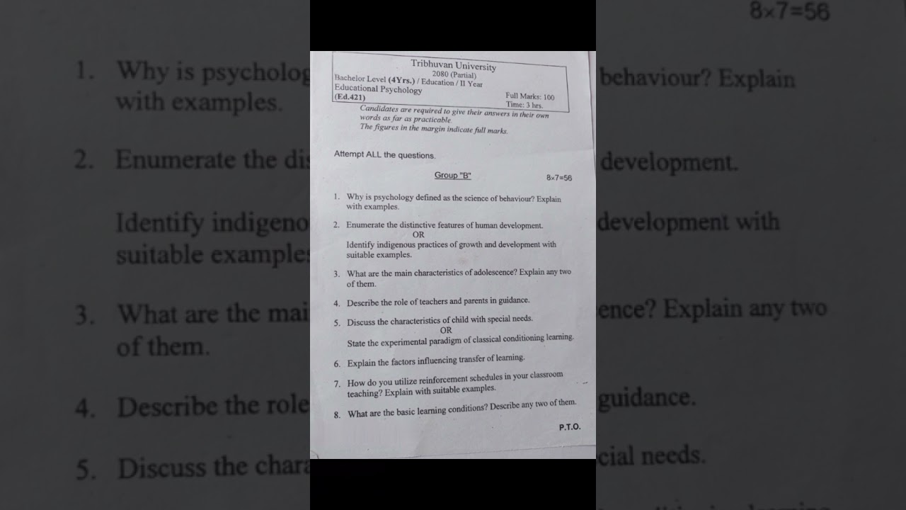 #bed 2nd #partial 2080 #educational #psychology (Ed. 421) #question #paper #tu #shotrs
