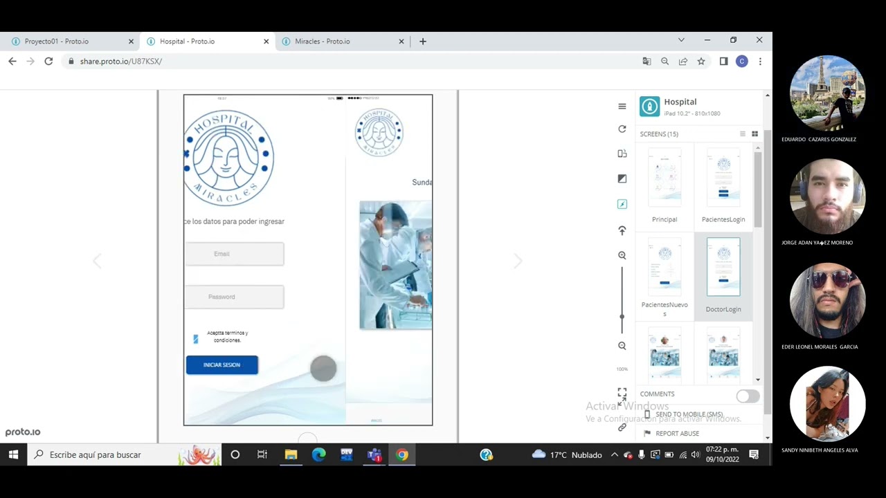 Protipos en proto.io, dise&ntilde;o y funcionalidad.