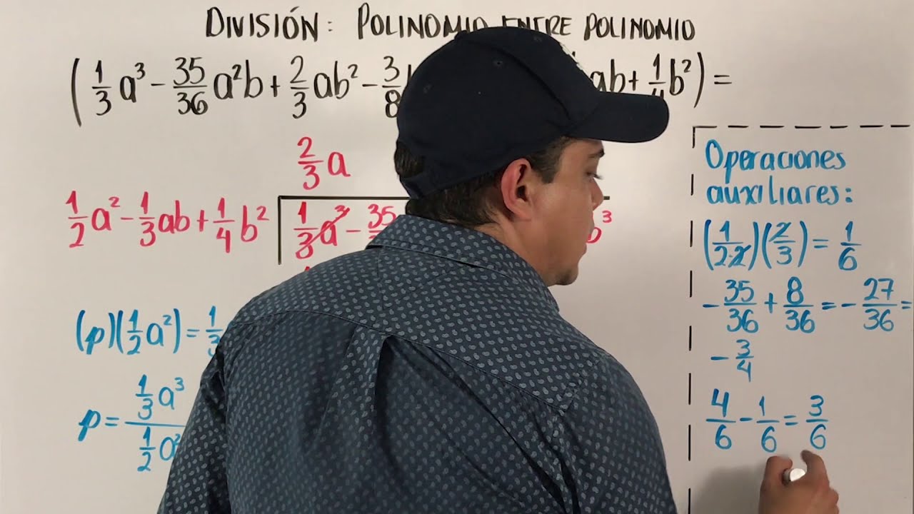 División de polinomio entre polinomio con coeficientes fraccionarios 1 | TOX educación