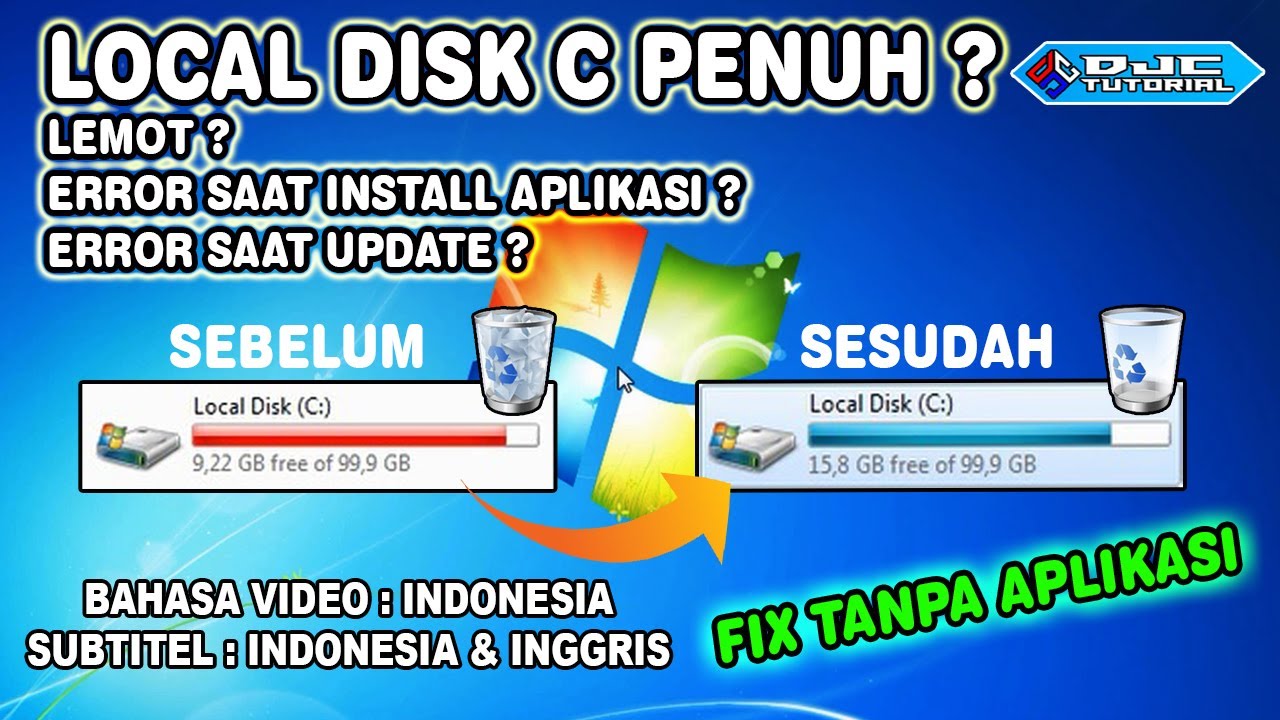 LOCAL DISK C PENUH! Cara Membersihkan File Tidak Berguna & Cleanup Disk di Windows 7 Tanpa Aplikasi