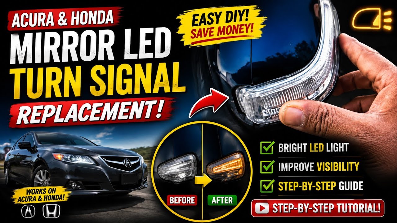 HOW TO REPLACE ACURA HONDA  MIRROR LED TURN SIGNAL TUTORIAL