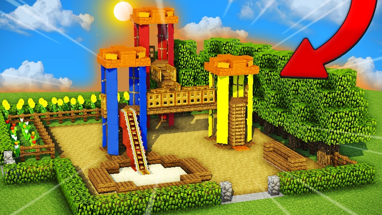 MINECRAFT: COMO HACER UN EPICO PARQUE DE JUEGOS PARA EL PATIO DE TU CASA! | MINECRAFT VS MINEWORLD