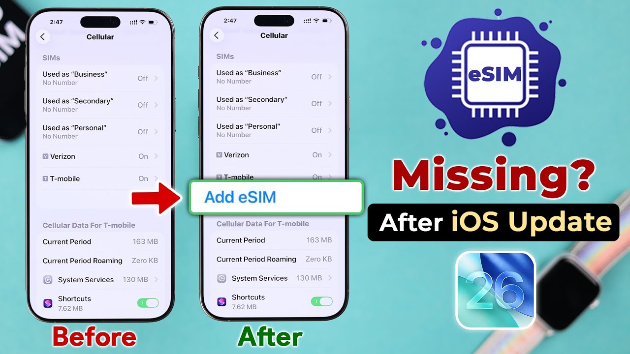 Fix - eSIM Option Missing on iPhone After iOS 26 Update! [Add eSim]
