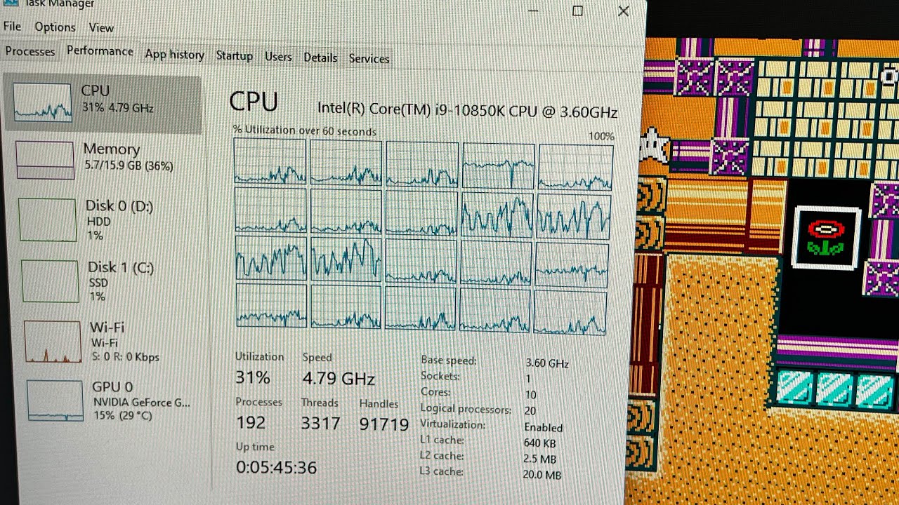 i9 10850K Rendering video view.