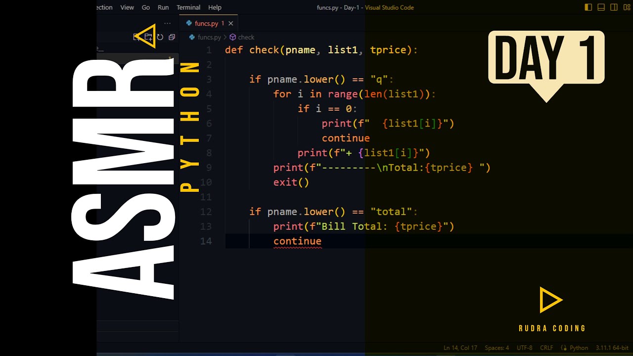 Coding ASMR - No Talking - Python Practice Exercise