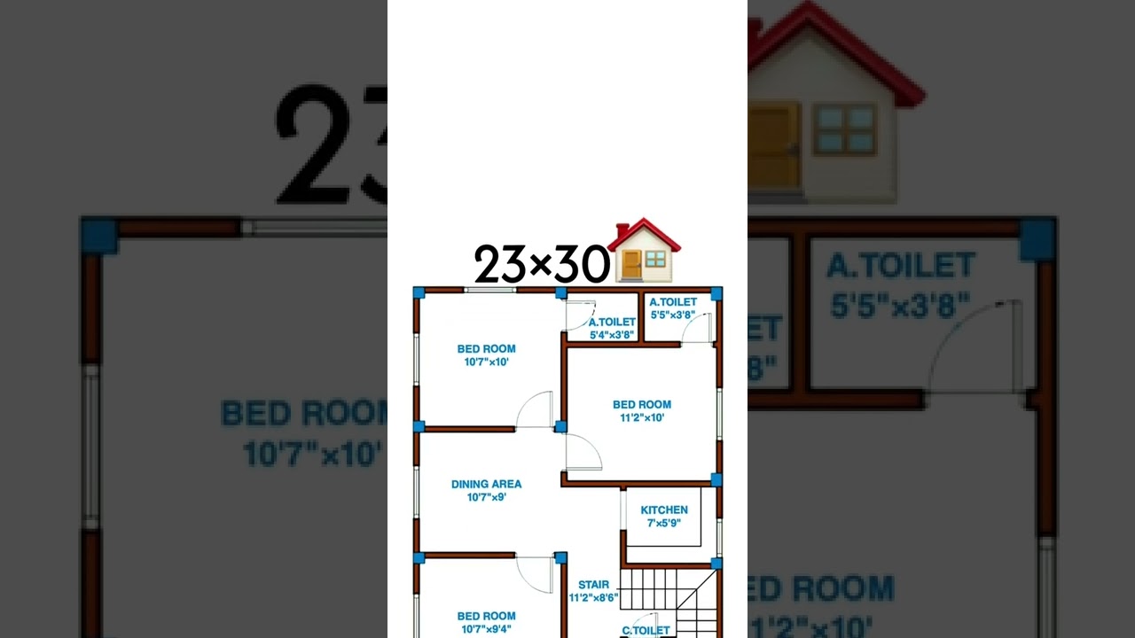 23 x 30 House Plan With 3 BHK || 23 x 30 Ghar Ka Naksha || Best 👌 house Design ||#shorts #trending