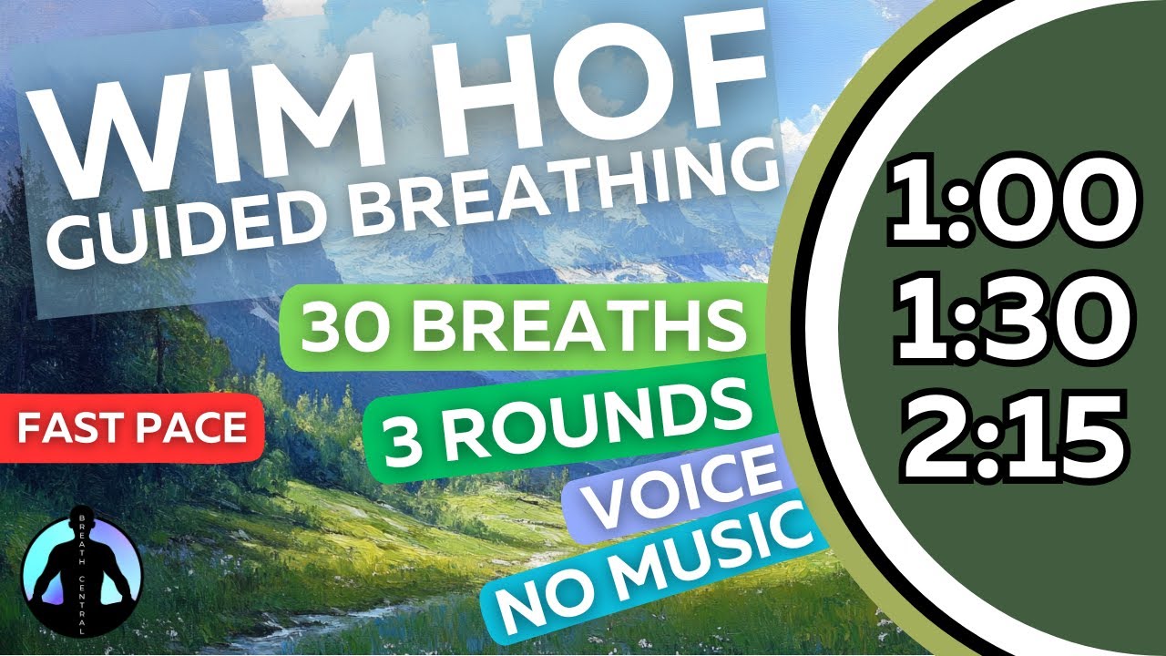 WIM HOF Guided Breathing | 30 Breaths 3 Rounds Fast Pace | Up to 2:15min | No Music