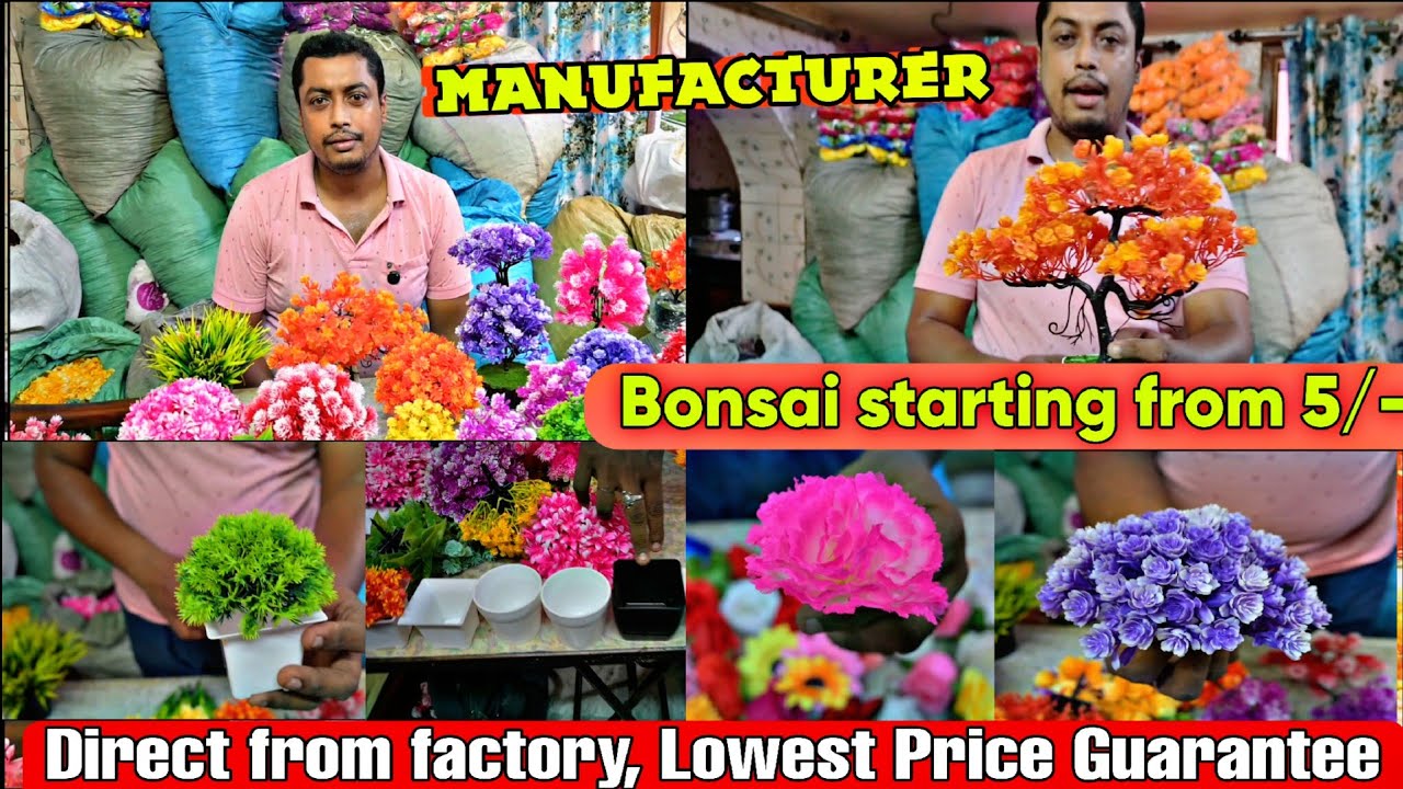 Bonsai Rs-5/- Cheapest Artificial flower factory, decoration ka flower wholesaler #viral