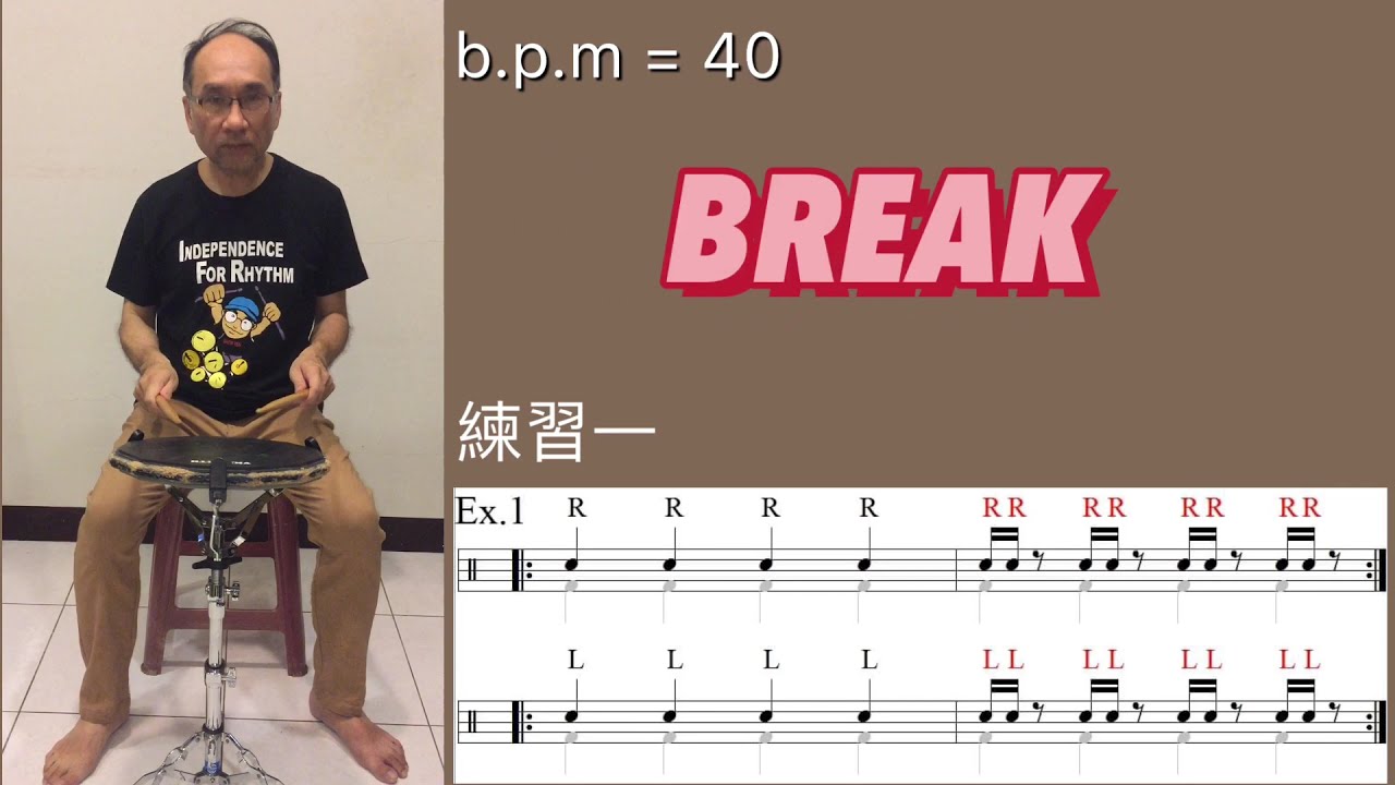 雙擊之基本練習 (double stroke roll exerecises)《在家防疫篇》