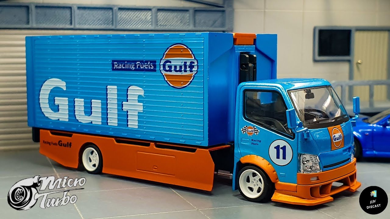Custom Truck Hino 300 Box Transporter Gulf Racing by Micro Turbo | UNBOXING and REVIEW