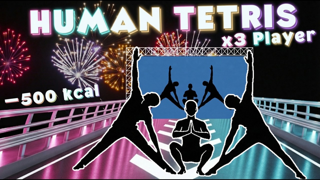 10 MIN HUMAN TETRIS CO-OP x  3 Player 👭 Immersive Interactive Warm Up | –500 kcal