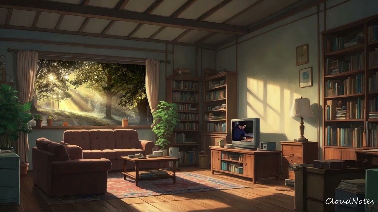 Reading Room Jazz 📚✨ | Smooth Background Music with Forest View