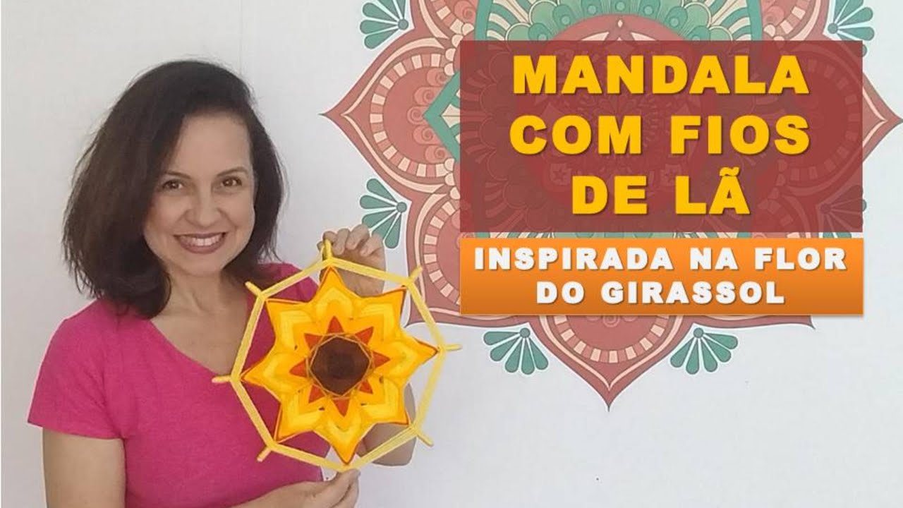 COMO FAZER UMA MANDALA DE LÃ COM 8 PONTAS - inspirada na flor do Girassol