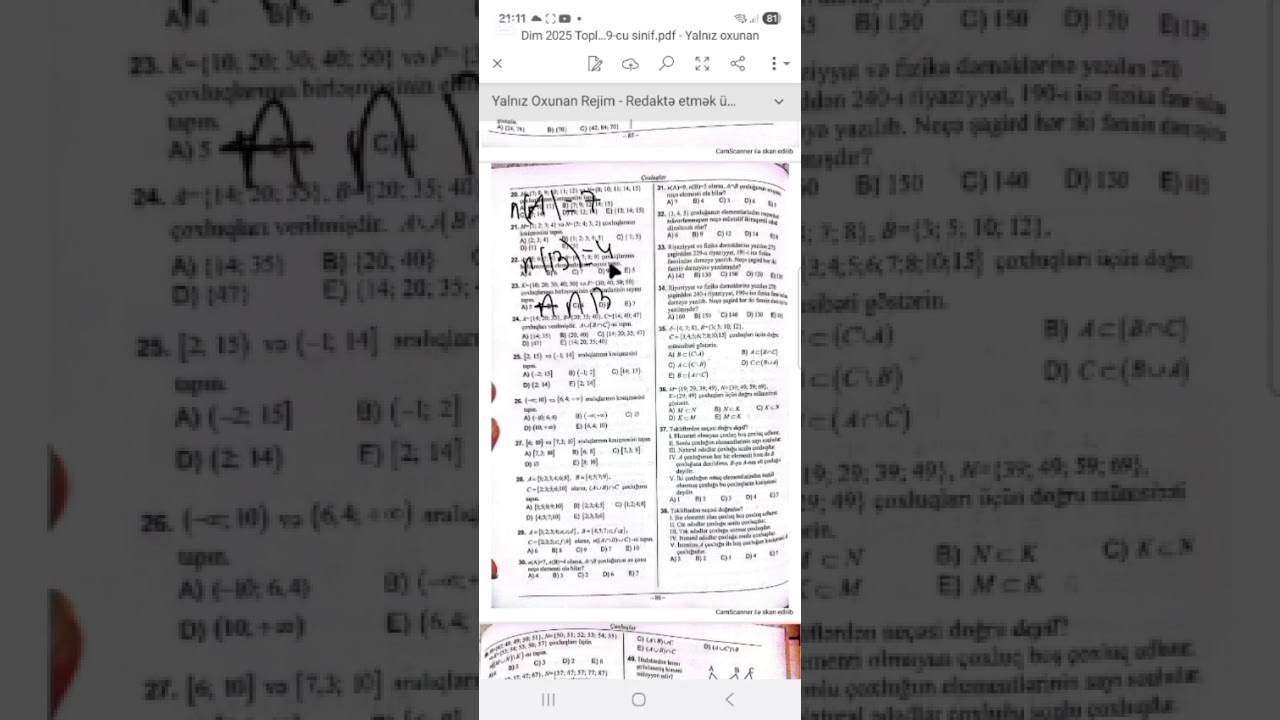 Çoxluqlar.Test izahı