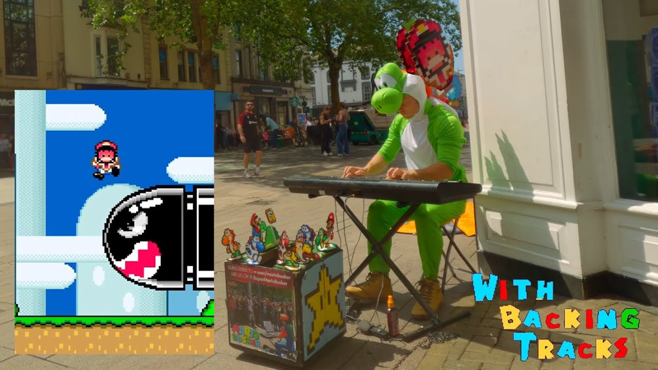 SUPER MARIO WORLD Йоши: спортивное выступление на улице с саундтреком